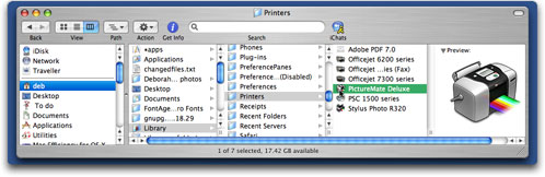 Printer app icons in Printer's folder on hard drive.