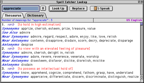 thesaurus screen shot